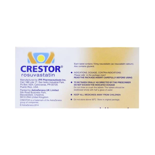 Thuốc Crestor 10mg AstraZeneca điều trị tăng cholesterol máu nguyên phát (2 vỉ x 14 viên) - Hình ảnh 3