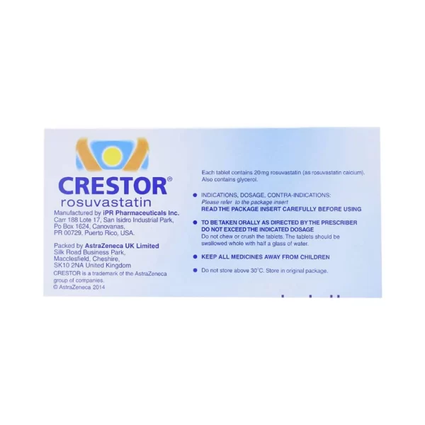Thuốc Crestor 20mg AstraZeneca điều trị tăng cholesterol máu nguyên phát (2 vỉ x 14 viên) - Hình ảnh 4