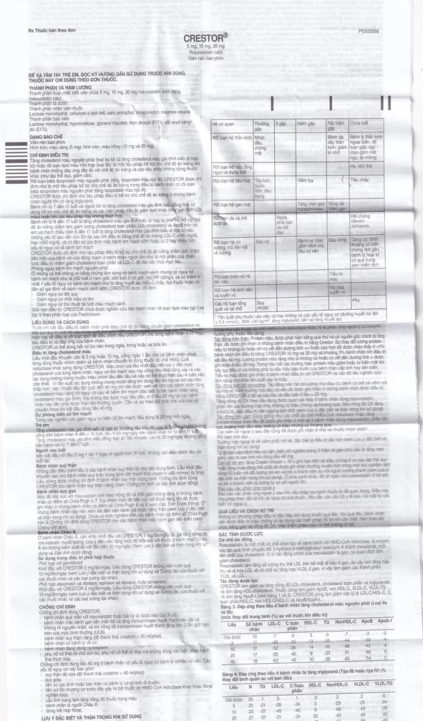Thuốc Crestor 5mg AstraZeneca điều trị tăng cholesterol máu nguyên phát (2 vỉ x 14 viên) - Hình ảnh 3