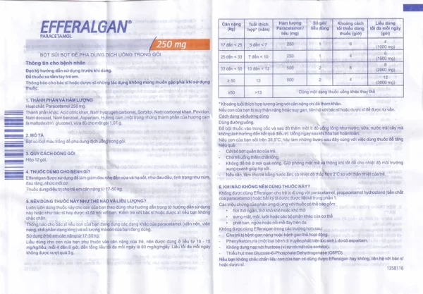 Bột sủi Efferalgan 250mg UPSA SAS giảm đau, hạ sốt (12 gói) - Hình ảnh 3