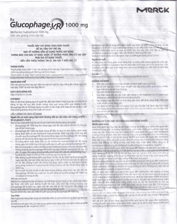 Thuốc Glucophage XR 1000mg Merck điều trị tiểu đường típ 2 (3 vỉ x 10 viên) - Hình ảnh 3