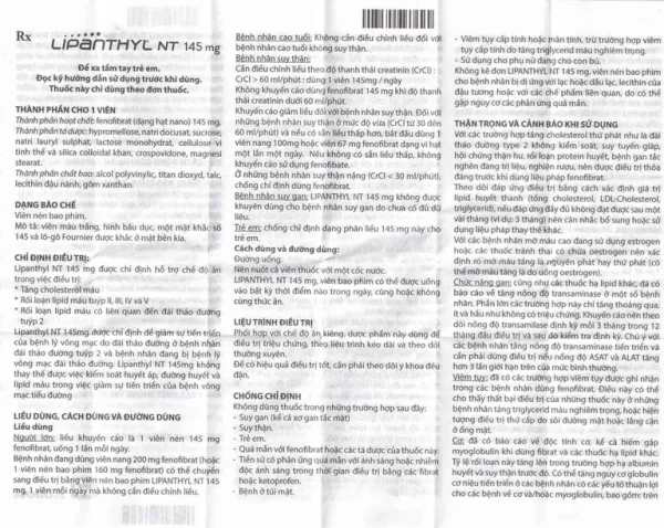Thuốc Lipanthyl NT 145mg Abbott hỗ trợ giảm cholesterol máu và tiến triển bệnh võng mạc đái tháo đường (3 vỉ x 10 viên) - Hình ảnh 3