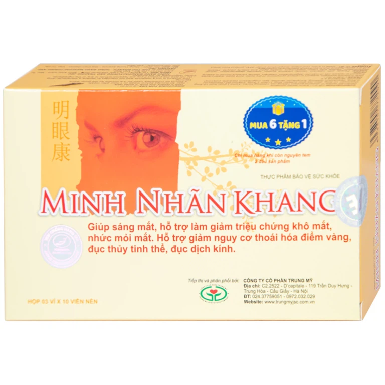 Viên uống Minh Nhãn Khang Hồng Bàng hỗ trợ điều trị thoái hóa điểm vàng, đục thủy tinh thể (3 vỉ x 10 viên)