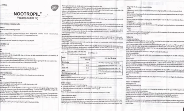 Viên nén Nootropil 800mg GSK điều trị hội chứng tâm thần (3 vỉ x 15 viên) - Hình ảnh 3