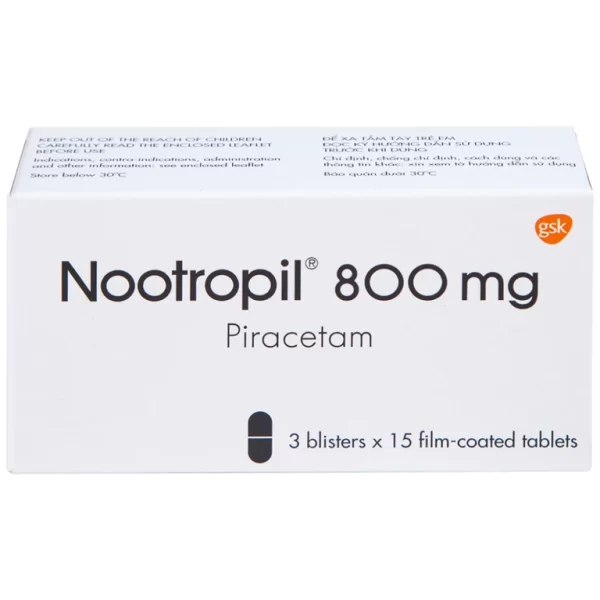Viên nén Nootropil 800mg GSK điều trị hội chứng tâm thần (3 vỉ x 15 viên) - Hình ảnh 4