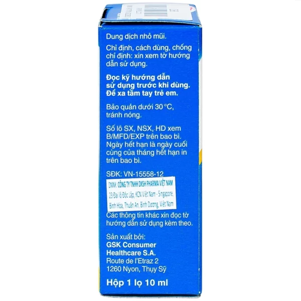 Thuốc nhỏ mũi Otrivin 0.05% GSK điều trị nghẹt mũi, sung huyết mũi họng (10ml) - Hình ảnh 4