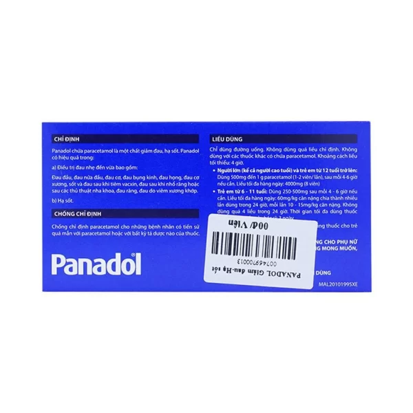 Viên nén Panadol 500mg GSK giảm đau, hạ sốt, điều trị đau đầu, đau cơ (10 vỉ x 12 viên) - Hình ảnh 4