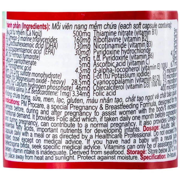 Thuốc PM Procare Catalent bổ sung DHA, EPA, Vitamin và khoáng chất (30 viên) - Hình ảnh 3