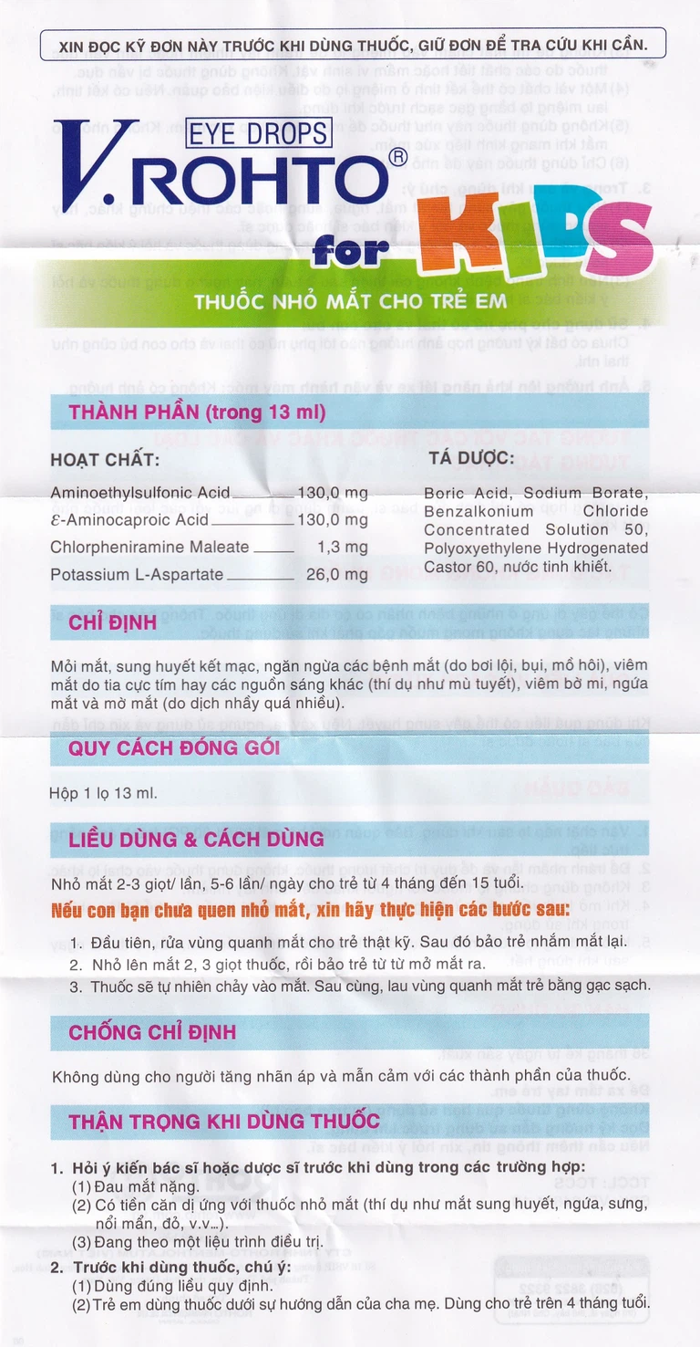 Thuốc nhỏ mắt V.Rohto For Kids giảm mỏi mắt, đỏ mát, ngứa mắt (13ml) - Hình ảnh 3