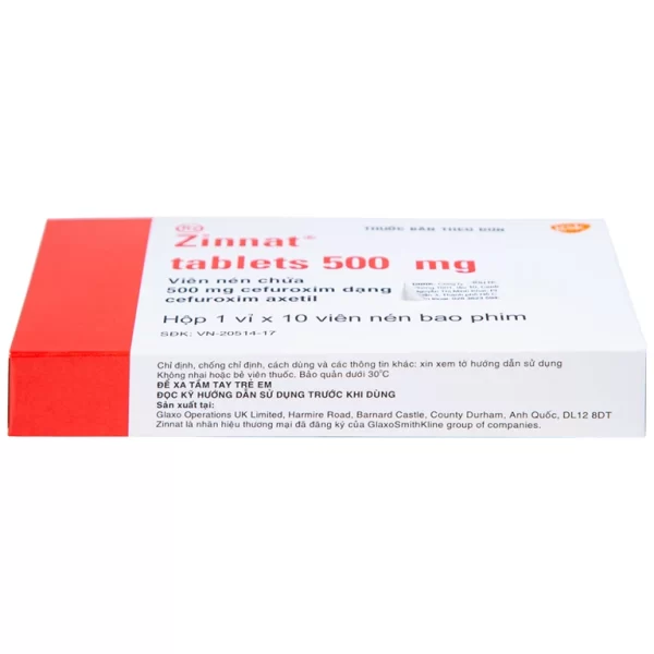 Thuốc Zinnat 500mg GSK điều trị các chứng nhiễm khuẩn, viêm tai giữa, viêm xoang (1 vỉ x 10 viên) - Hình ảnh 4