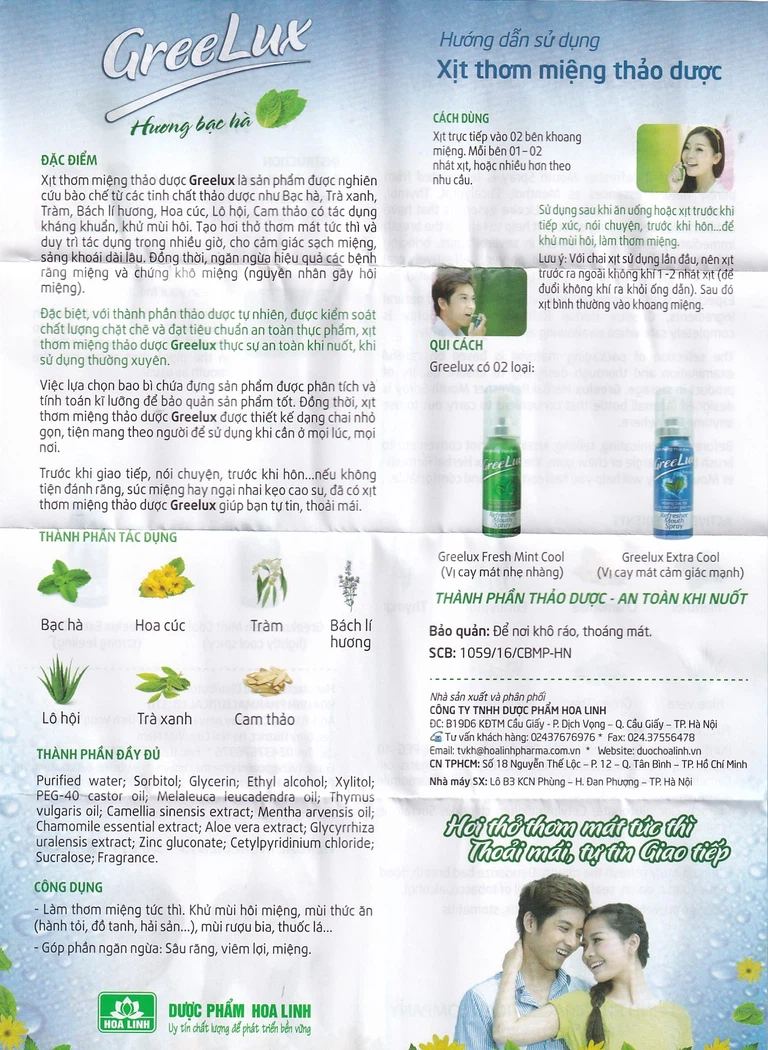 Xịt thơm miệng thảo dược Greelux hương bạc hà khử mùi hôi miệng, ngừa sâu răng (12ml) - Hình ảnh 3