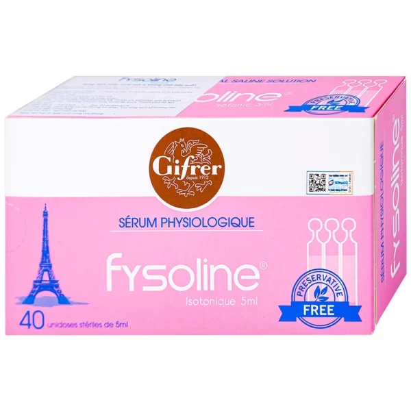 Dung dịch nước muối sinh lý không chất bảo quản Fysoline Gifrer làm sạch mắt, mũi (40 ống) - Hình ảnh 3