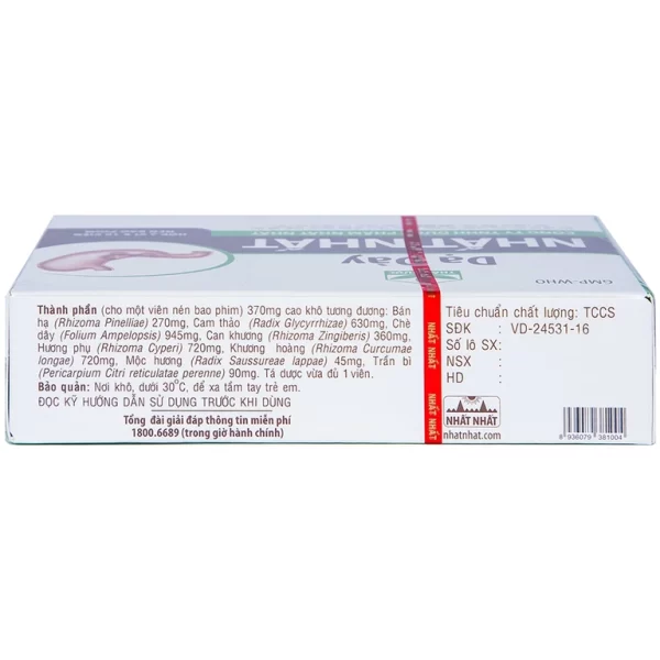 Thuốc Dạ Dày Nhất Nhất điều trị viêm loét dạ dày, hành tá tràng cấp và mãn tính (2 vỉ x 10 viên) - Hình ảnh 4