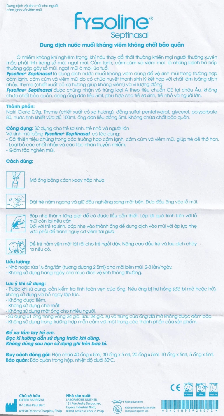 Dung dịch nước muối Fysoline 5ml không chất bảo quản kháng khuẩn (20 ống) - Hình ảnh 3