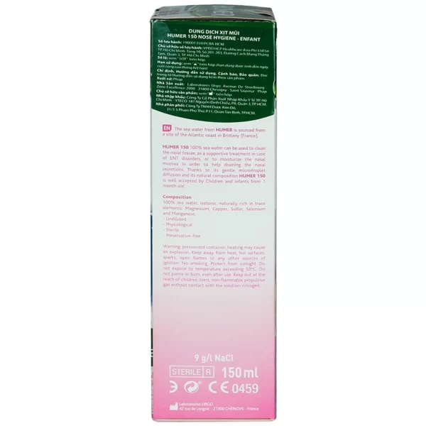 Dung dịch xịt mũi Humer 150 Nasal Hygiene vệ sinh khoang mũi hàng ngày (150ml) - Hình ảnh 4