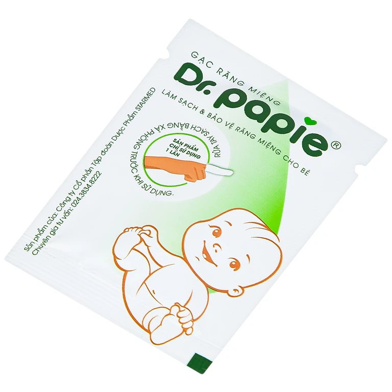 Gạc răng miệng Dr.Papie làm sạch và bảo vệ răng miệng cho bé (30 gói)