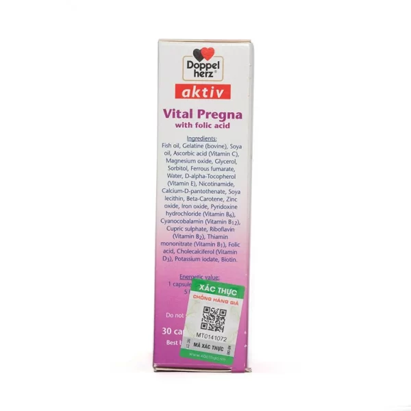 Viên uống Vital Pregna Doppelherz Aktiv giúp tăng cường sức khỏe và thể chất (30 viên) - Hình ảnh 3