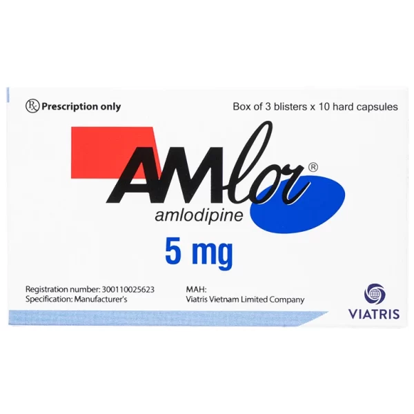 Thuốc Amlor 5mg Viatris điều trị tăng huyết áp, đau thắt ngực (3 vỉ x 10 viên) - Hình ảnh 3