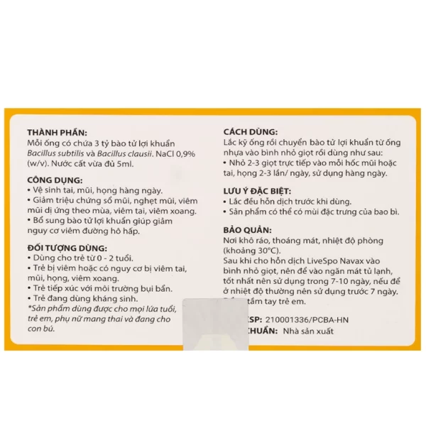 Dung dịch vệ sinh tai mũi LiveSpo NAVAX dành cho trẻ sơ sinh - Hình ảnh 3