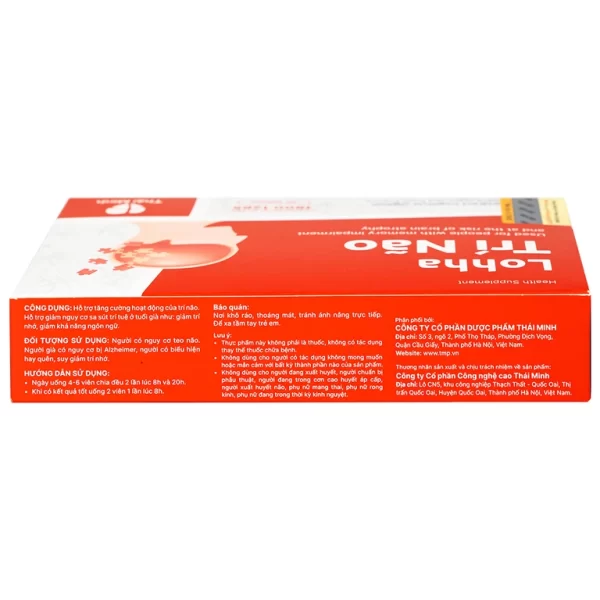 Viên uống Lohha Trí Não Thái Minh điều trị và phòng ngừa các bệnh suy giảm trí tuệ (3 vỉ x 10 viên) - Hình ảnh 4