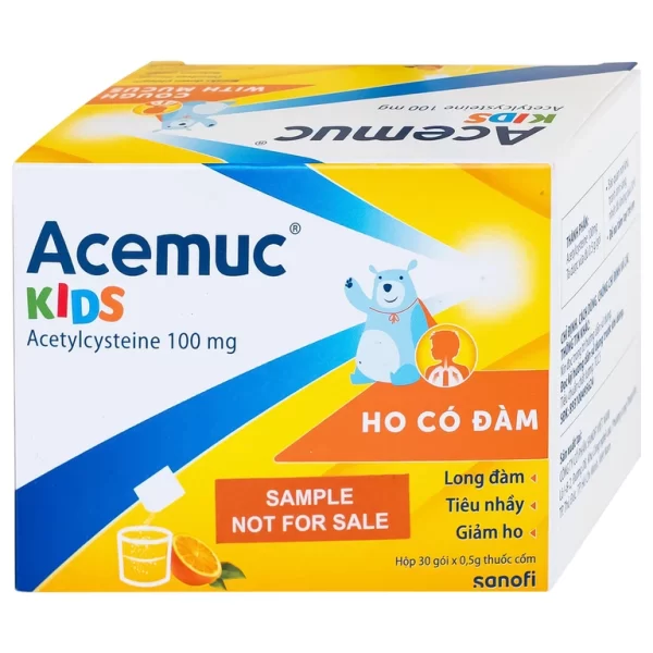 Thuốc cốm Acemuc Kids 100mg Sanofi long đàm, tiêu nhầy, giảm ho (30 gói x 0.5g) - Hình ảnh 3