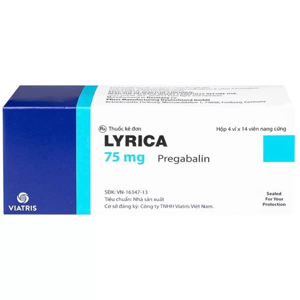 Viên nang cứng Lyrica 75mg Viatris điều trị đau thần kinh, động kinh cục bộ (4 vỉ x 14 viên) - Hình ảnh 3