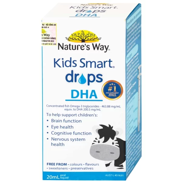 Siro Kids Smart Drops DHA 20ml Nature's Way thúc đẩy sự phát triển của não bộ và hệ thần kinh ở trẻ nhỏ - Hình ảnh 4