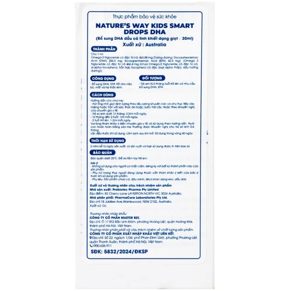 Siro Kids Smart Drops DHA 20ml Nature's Way thúc đẩy sự phát triển của não bộ và hệ thần kinh ở trẻ nhỏ - Hình ảnh 3