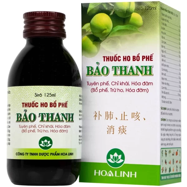 Siro ho Bảo Thanh điều trị các chứng ho, viêm phổi 125ml không đường