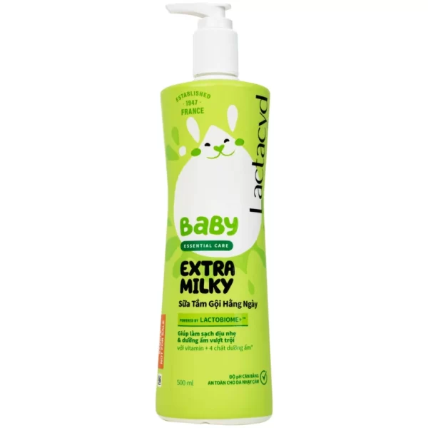 Sữa tắm gội cho bé Lactacyd Milky Baby Sanofi bảo vệ và nuôi dưỡng da (500ml)