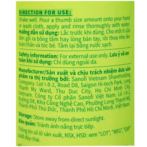 Sữa tắm gội cho bé Lactacyd Milky Baby Sanofi bảo vệ và nuôi dưỡng da (500ml) - Hình ảnh 3
