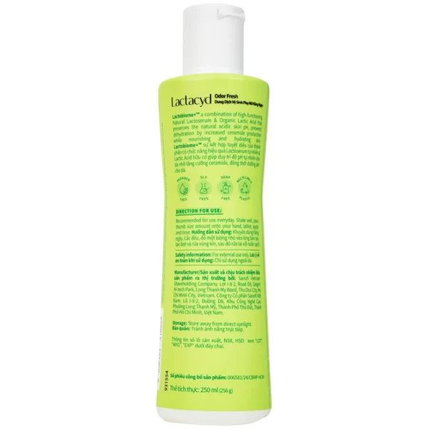 Dung dịch vệ sinh phụ nữ Lactacyd Odor Fresh ngăn mùi suốt 24h (250ml) - Hình ảnh 3
