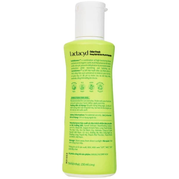 Dung dịch vệ sinh phụ nữ Lactacyd Odor Fresh ngăn mùi suốt 24h (150ml) - Hình ảnh 4