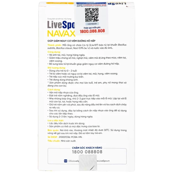 Dung dịch vệ sinh tai, mũi, họng LiveSpo Navax 4ml giảm nguy cơ viêm đường hô hấp (10 ống) - Hình ảnh 3