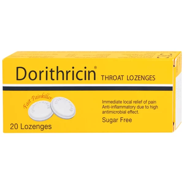 Viên ngậm Dorithricin Hyphens điều trị các triệu chứng nhiễm khuẩn miệng, họng (20 viên)