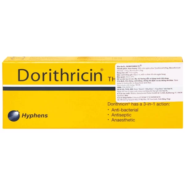 Viên ngậm Dorithricin Hyphens điều trị các triệu chứng nhiễm khuẩn miệng, họng (20 viên) - Hình ảnh 4