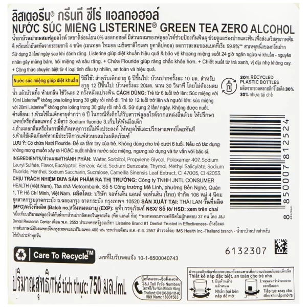 Listerine trà xanh 750ml ( green tea) - Hình ảnh 3