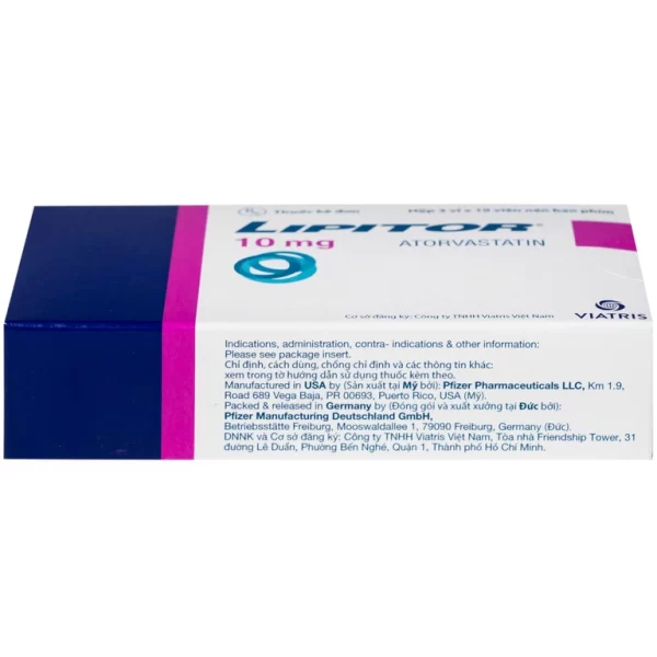 Thuốc Lipitor 10mg Viatris điều trị tăng cholesterol toàn phần (3 vỉ x 10 viên) - Hình ảnh 3
