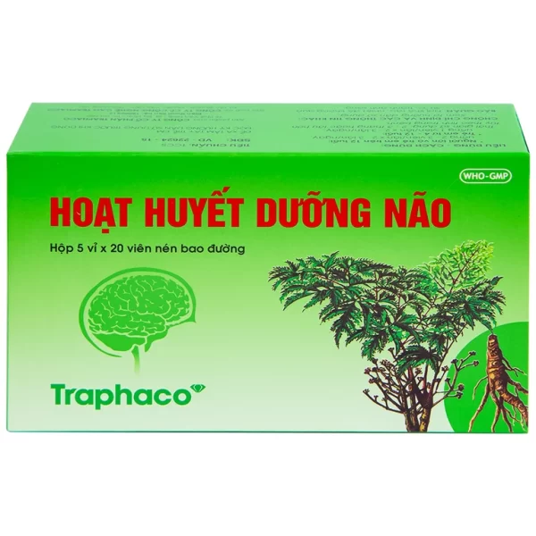 Thuốc Hoạt Huyết Dưỡng Não bao đường Traphaco điều trị suy giảm trí nhớ, căng thẳng thần kinh (5 vỉ x 20 viên) - Hình ảnh 3