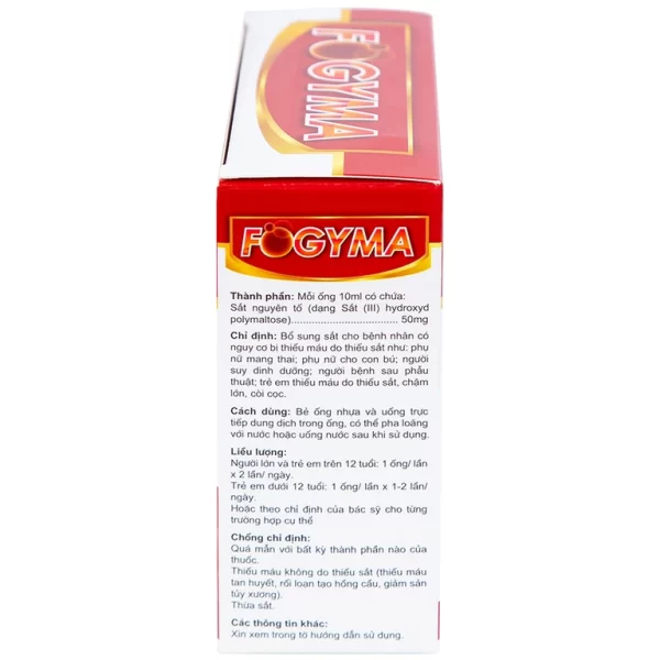 Dung dịch uống Fogyma điều trị thiếu máu do thiếu sắt (4 vỉ x 5 ống) - Hình ảnh 3