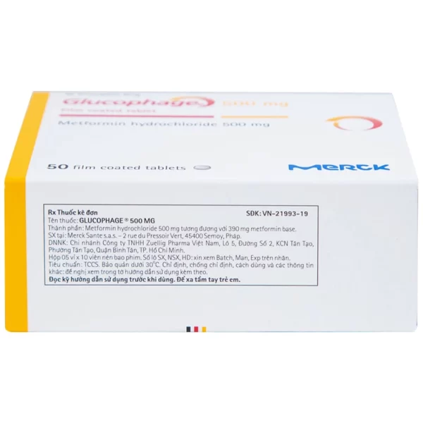 Thuốc Glucophage 500mg Merck điều trị đái tháo đường típ 2 (5 vỉ x 10 viên) - Hình ảnh 4