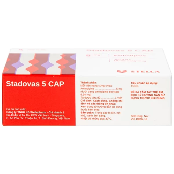 Thuốc Stadovas 5 CAP Stella điều trị tăng huyết áp, đau thắt ngực mạn tính ổn định (3 vỉ x 10 viên) - Hình ảnh 4