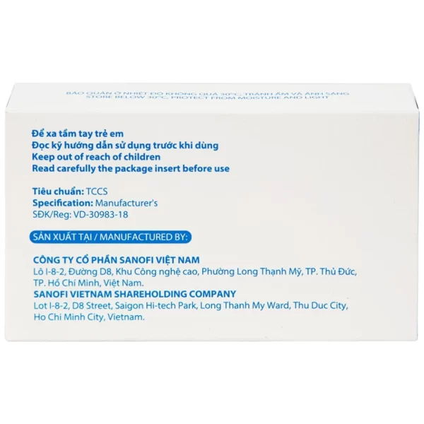 Thuốc Alpha Chymotrypsine Choay Sanofi điều trị phù nề sau chấn thương, phẩu thuật, bỏng (2 vỉ x 15 viên) - Hình ảnh 3