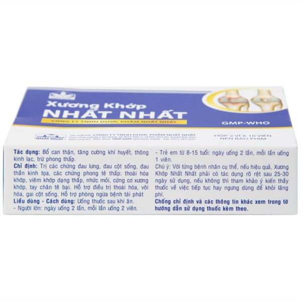 Thuốc Xương Khớp Nhất Nhất điều trị các chứng đau lưng, đau cột sống (2 vỉ x 10 viên) - Hình ảnh 4
