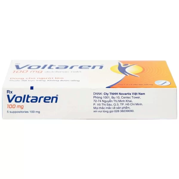 Viên đặt Voltaren 100mg Novartis điều trị viêm và thoái hóa của bệnh thấp khớp (1 vỉ x 5 viên) - Hình ảnh 3
