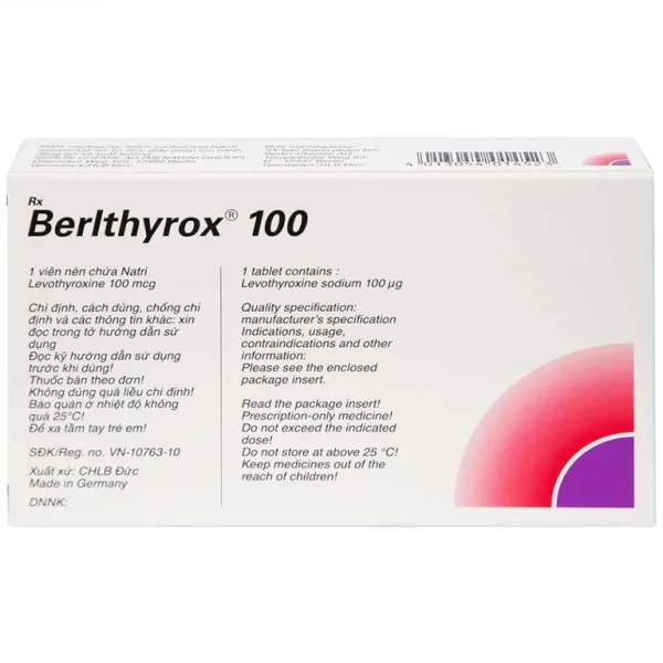 Thuốc Berlthyrox 100 Menarini điều trị thiểu năng tuyến giáp (4 vỉ x 25 viên) - Hình ảnh 3