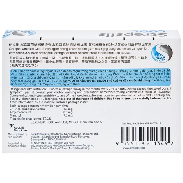 Viên ngậm Strepsils Cool Reckitt Benckiser điều trị viêm họng (2 vỉ x 12 viên) - Hình ảnh 3