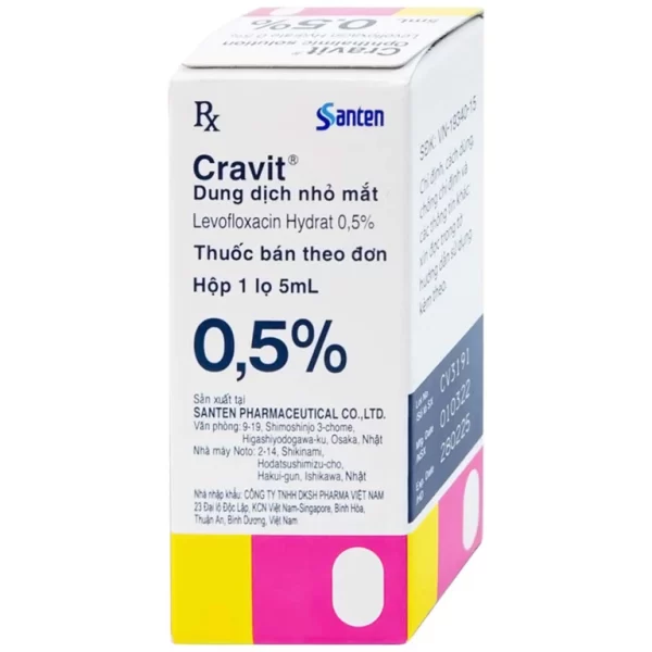 Thuốc nhỏ mắt Cravit 0.5% Santen điều trị viêm bờ mi, viêm túi lệ, lẹo (5ml) - Hình ảnh 3
