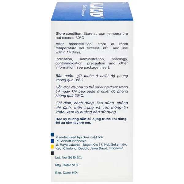 Cốm pha hỗn dịch uống Klacid 125mg/5ml điều trị nhiễm khuẩn đường hô hấp (60ml) - Hình ảnh 4