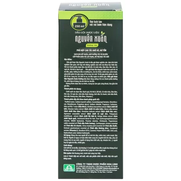Dầu gội dược liệu Nguyên Xuân xanh lá dưỡng tóc, phục hồi hư tổn (250ml) - Hình ảnh 4